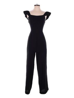 BCBG Black Ruffle-Shoulder Square-Neck Jumpsuit Size XS